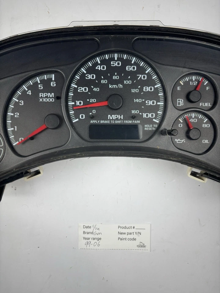 Velocímetro de cuadro de instrumentos Silverado Tahoe GMC Sierra 99-06 OEM AGUJAS ROJAS Foto 3 de 4