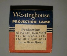 NOS Westinghouse T8 Bulb CC13 Filament Projector Projection Lamp Bulb 50W 120V
