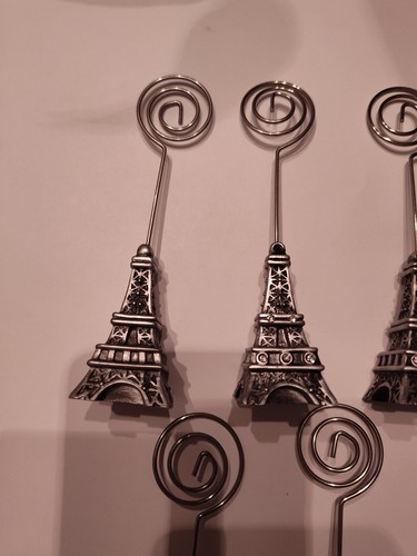 20 Eiffel Tower Silver Tone Photo Business Place Card Holder Rhinestones 5inch - Picture 5 of 5