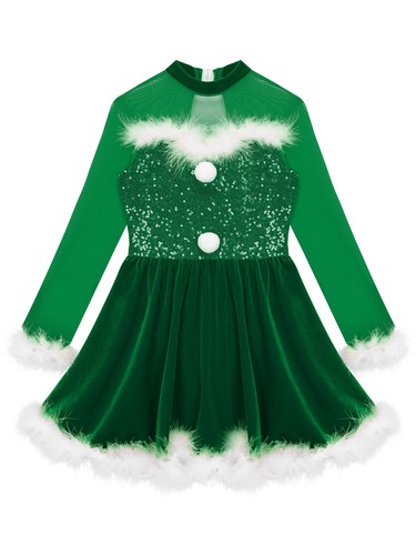 Niñas Vestidos Invierno Disfraz Rendimiento Ropa de Baile Vestido Contemporáneo Patinador - Imagen 13 de 38
