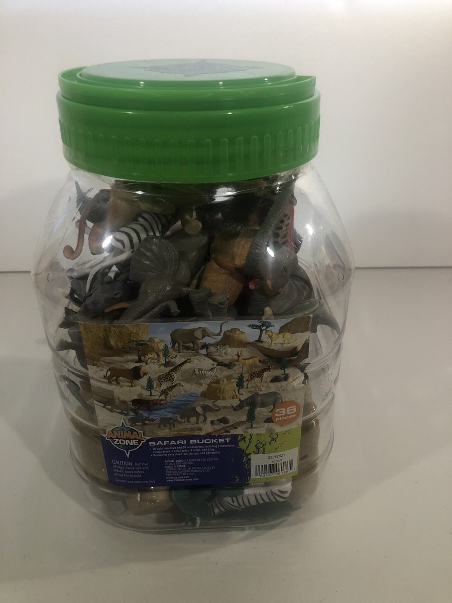 Animal Zone safari toy animals bucket toy plastic jungle Animal Zone safari toy animals bucket toy plastic jungle