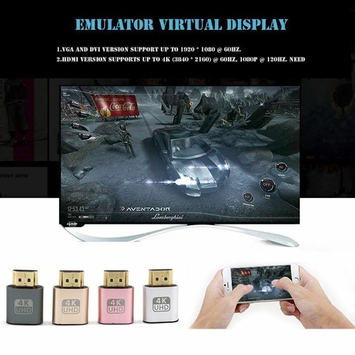 2Pcs HDMI Dummy Plug Headless Ghost Display Emulator Gefälschte Anzeige 1080P - Afbeelding 3 van 12