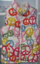 Old Navy Girls 14 XL sleeveless vest fleece lined pockets hippie boho Peace Sign
