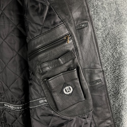 Chaqueta de cuero negra Henri Lloyd para hombre talla mediana protección Scotchgard años 90 - Imagen 7 de 21