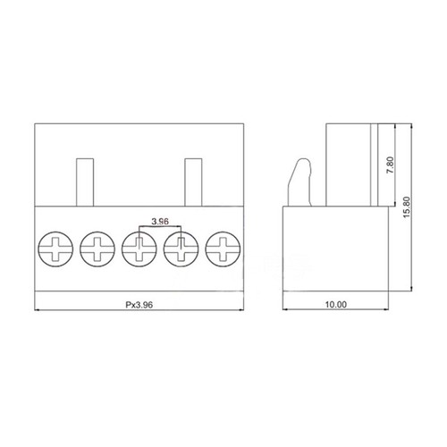 3.96mm 2/3/4/5/6/8Pin Screw Terminal Block Connector Panel, HT396K Female Plug - Picture 6 of 6
