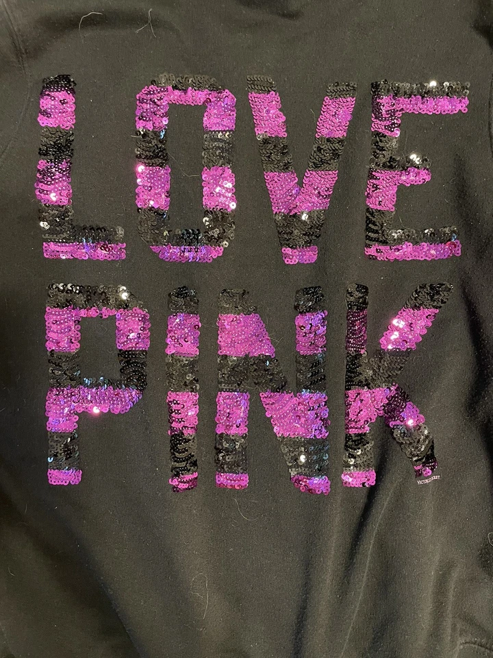 Редкий Victoria's Secret розовый зебра блестки блестящий спортивный костюм толстовка с капюшоном брюки средний - Изображение 3 из 4