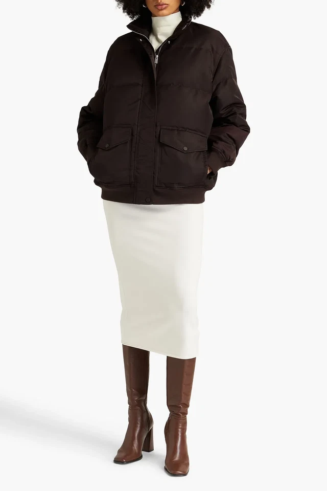 Theory Medium Large Oversized Puffer Jacket Mink Brown Down Quilted Coat $595 - Image 2 of 4
