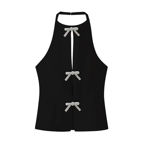 Summer Female Jewelry Bow Decoration Hanging Neck Collar Top Women's Sling NIN - Picture 5 of 8
