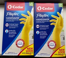 O-Cedar Playtex Handsaver Antimicrobial Dish Gloves 2 Pairs Sz Small Yellow NIB