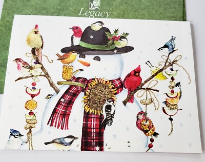 Vintage Christmas Card Bonnie Heppe Fisher Legacy Snowman Winter Birds 