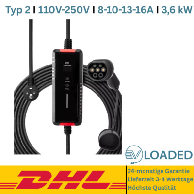 Type 2 Charging Cable 220V 16A 1 Phase 3.6 kW 10 Meter Length