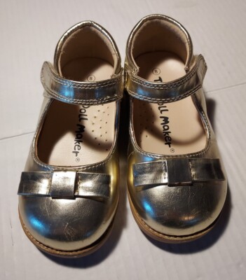 The Doll Maker Size Girls Kids Mary Jane Shoe Bright Gold Metallic