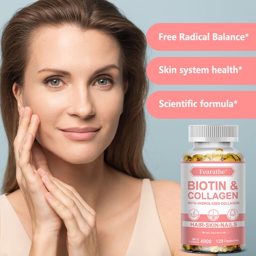 Cápsulas de biotina y colágeno, cabello sano, piel y uñas, antienvejecimiento y antioxidante - Imagen 9 de 13