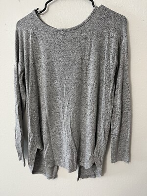 Aerie Just Add Leggings Open Tie Back Long Sleeve Shirt Medium Gray
