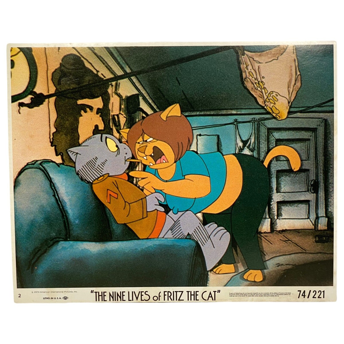 Vtg 1974 THE NINE LIVES OF FRITZ THE CAT Black Comedy Movie Lobby