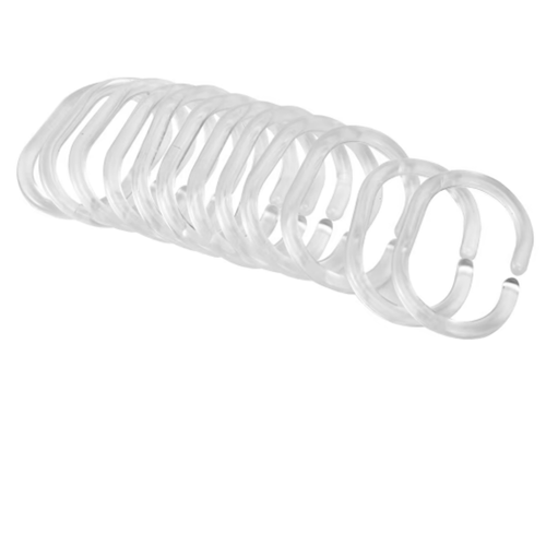 Set of 12 Clear Shower Curtain Rings Hooks Bathroom Curtain New Free