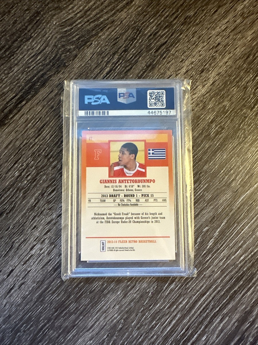 GIANNIS ANTETOKOUNMPO 2013/14 FLEER RETRO #47 RC ROOKIE BUCKS PSA