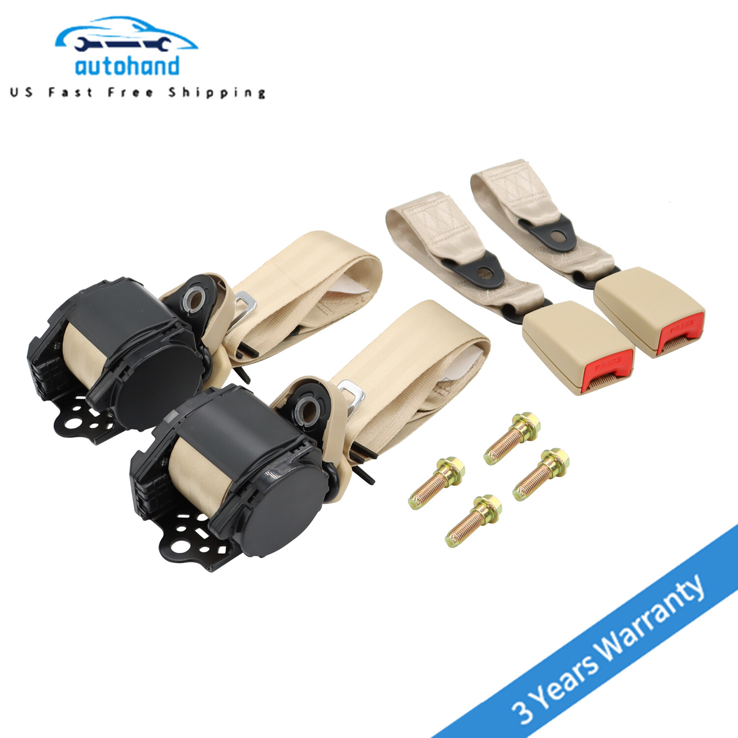 Vehicle Safety Kit Standard 3pt Red Retractable Bucket Seat Belt