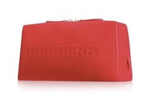 Burberry Logo Clutch Toiletry Bag Cosmetic Pouch Travel Case Red NWT