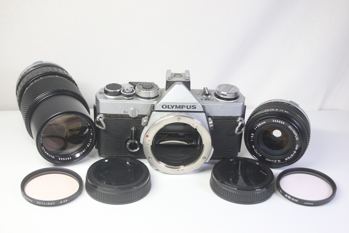 AS IS Olympus OM-1 35mm SLR Film Camera G.ZUIKO 28mm F3.5 75-150mm