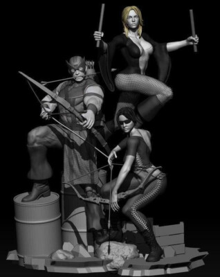 Hawkeye & Ladies Resin Sculpture Statue Model Kit Marvel  Unpainted/Unassembled
