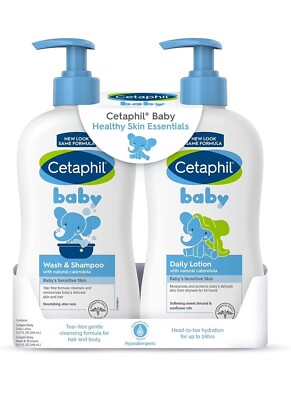 Cetaphil Baby Wash & Shampoo Plus Body Lotion, Healthy Skin Essentials, Head...