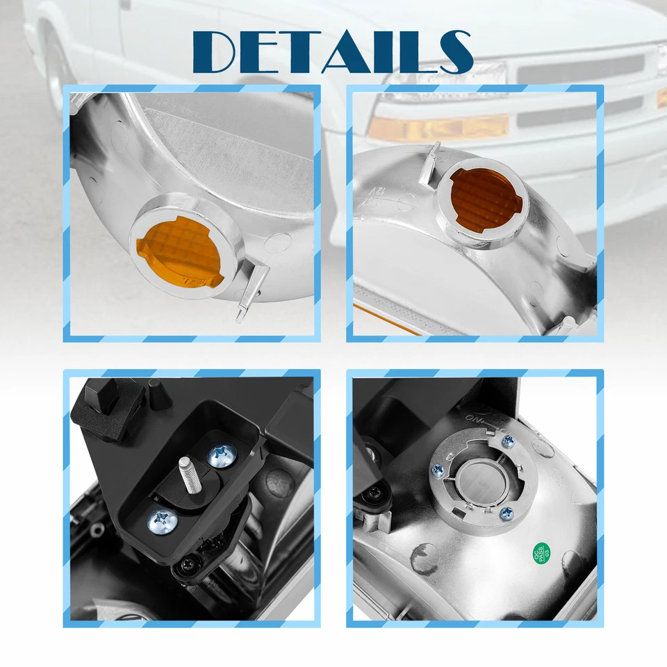 NEW Chrome w/Amber Headlights Assembly Factory Style For 98-04 CHEVY S10 BLAZER Foto 2 de 4