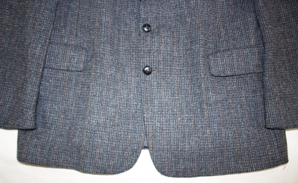 Vtg Harris Tweed Blazer Men's 46 L Wool Tweed Sport Coat Jacket Barleycorn Gray - Image 2 of 4