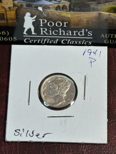Stocking Stuffer! Classic Silver 1941 P Mercury Dime AU/BU BB260