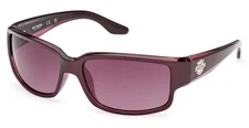 Harley-Davidson Women's Rectangular Plastic Sunglasses, Shiny Bordeaux Red