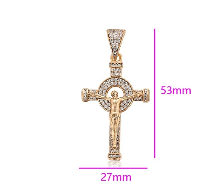 Deluxe Halskette XL Kreuz Anhänger Zirkon 750er Rolled Gold 18K vergoldet 60cm - Bild 3 von 4