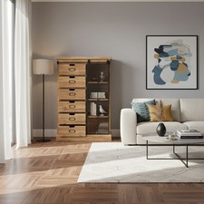 Mobile Soggiorno Industriale 6 Cassetti Damien cm 82x39,5x123 h Marrone DecHome