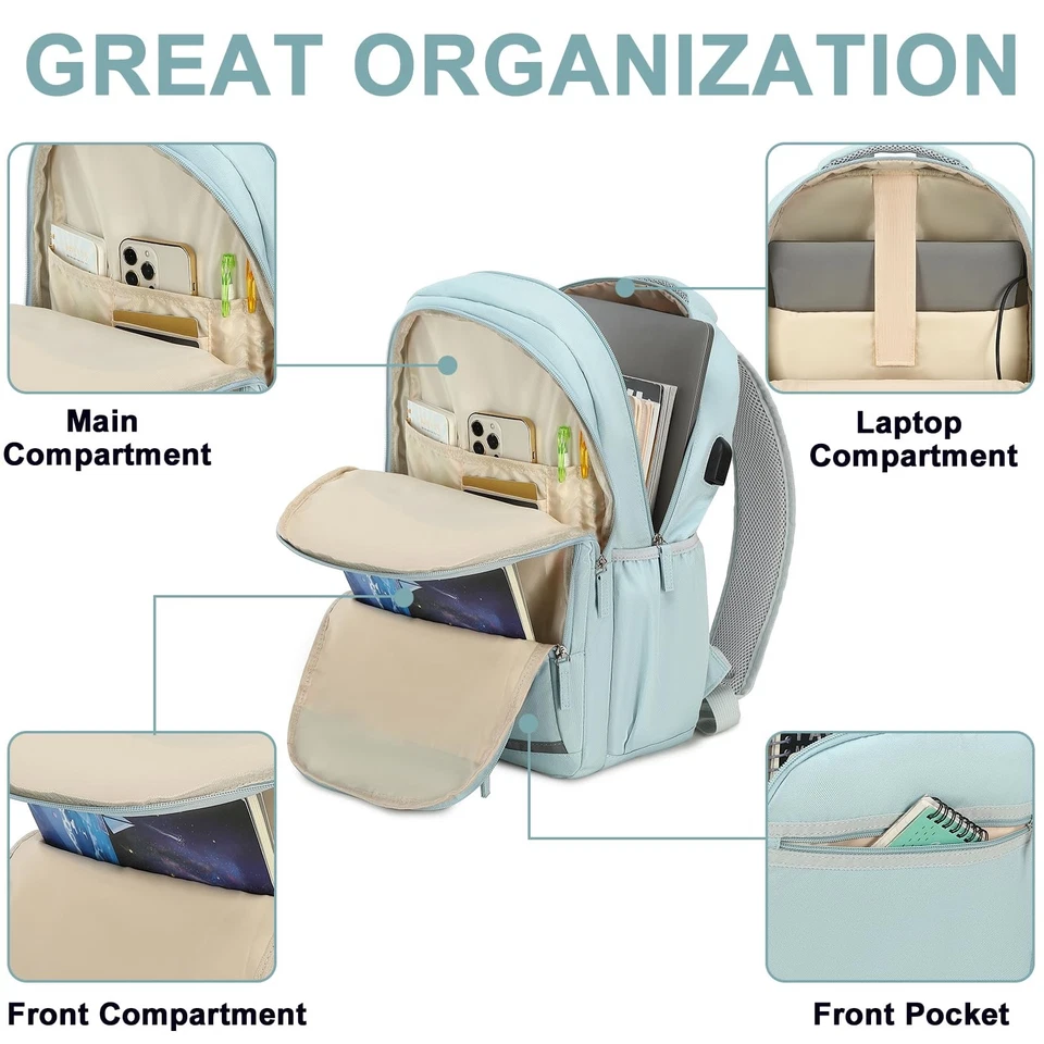 Mochila para mujeres 15,6 pulgadas portátil bolsa para libros mochila escolar universitaria niñas Sch... Foto 4 de 4