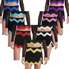 Kid Girl Costume School Skirt Dance Dancewear Occasions Leader Dress Up Shiny