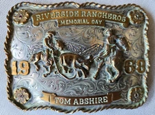 1968 Vtg Diablo Mfg Co Sterling Silver Cowboy Belt Buckle~Riverside Rancheros