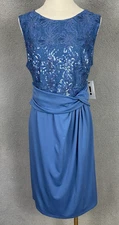Grace Karin Women's Sequin Dress Zip Back Blue Size 14 New Whit Tags.