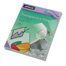 Apollo  Write-On Transparency Film, Letter, Clear, 100/Box