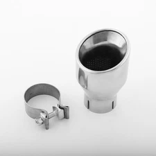 Clamp Exhaust Tip 2.5" Inlet 4" Out Resonated Slant Cut 6" Length StainlessSteel