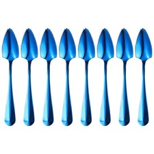8Pcs Stainless Steel Grapefruit Spoons with Serrated Edge Utensils Blue