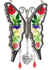Gifts for Mom Butterfly Suncatcher I Love You Mom Stained Glass Sun Catcher H...