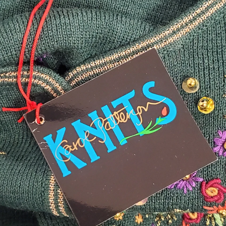 Cárdigan bordado floral tejido Carol Patterson para mujer talla 3X vacaciones artístico Foto 4 de 4