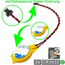 CR2032 3V RTC CMOS Battery with Cable and 2-Pin Plug flat for PC Notebook BIOS