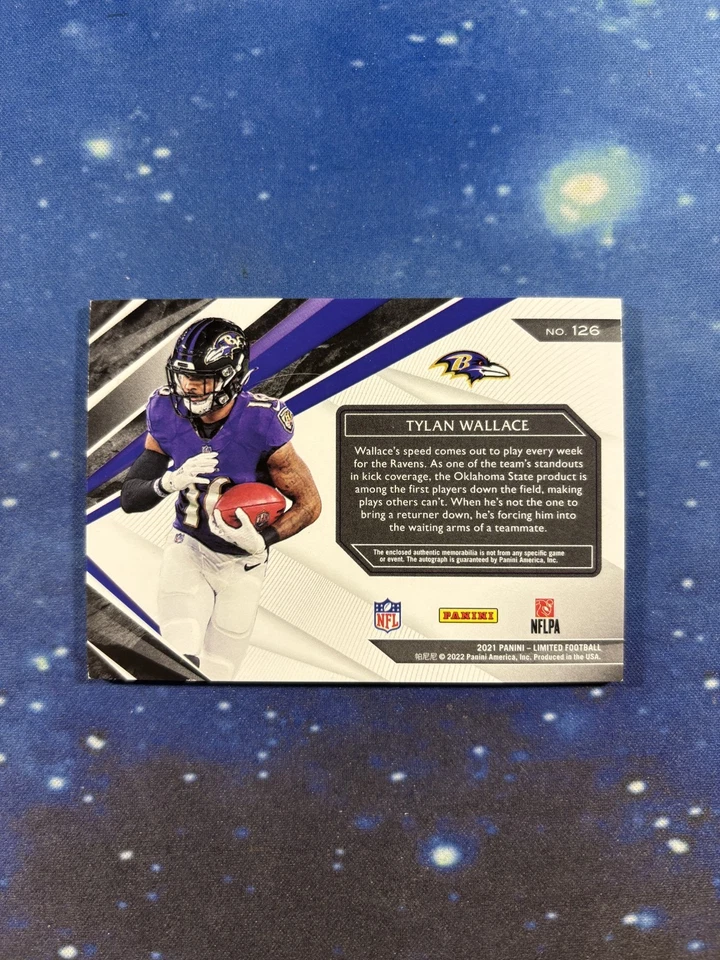 2021 Panini Limited Tylan Wallace Spotlight Holographic Rookie Patch Auto /29 RC - Image 2 of 2