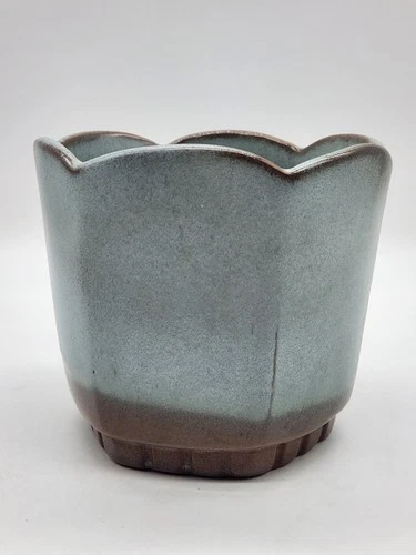 Frankoma Pottery Planter Scalloped Top #37 Prairie Green 4" x 4.5"