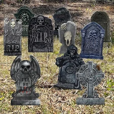 10PCS Halloween Tombstone Decorations Gravestone Decor for Outdoor Lawn Yard