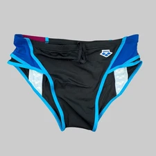 Arena men black  ICONS panel Swim Brief bikini swimwear swimsuit size 38 40