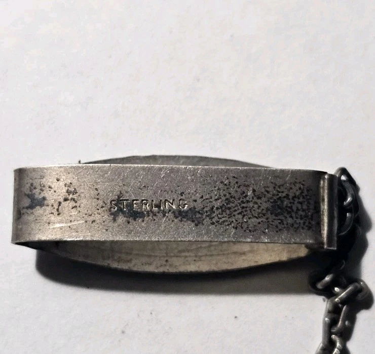 Antigua cadena de reloj de bolsillo Art Deco de plata de ley Foto 3 de 4