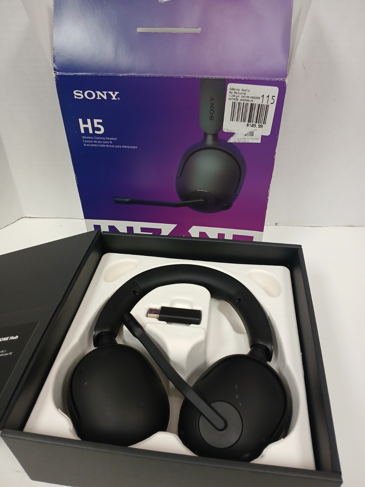 Sony Inzone H5 Wireless Gaming Headset, Black