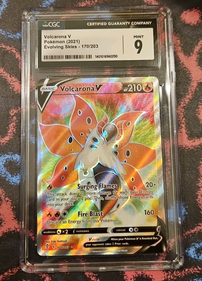 Volcarona V (Full Art) 170/203 Swsh07: Evolving Skies Holo Mint 9
