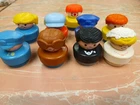 Vtg 90’s Fisher Price Little People Peg Figures 9pc Mixed Clown Pilot Bride Girl